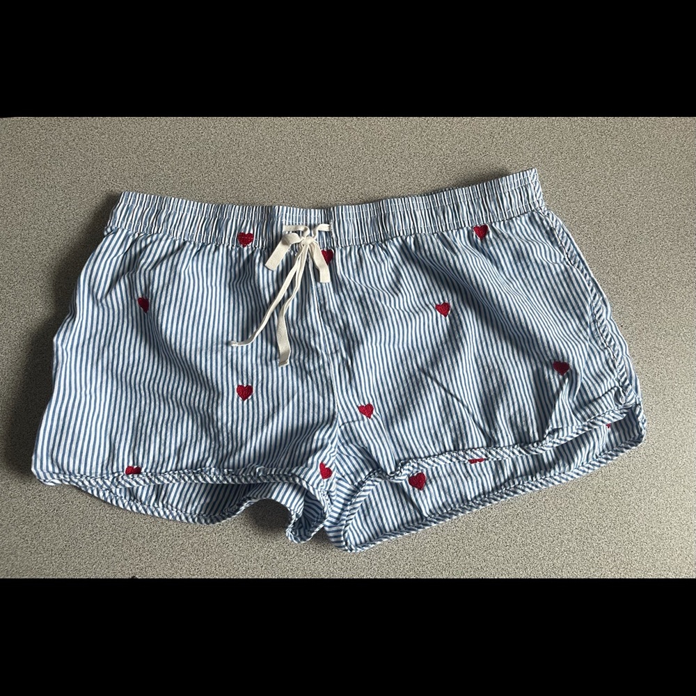 Vintage Love By Gap Blue Striped Heart Sleep Shorts Size M